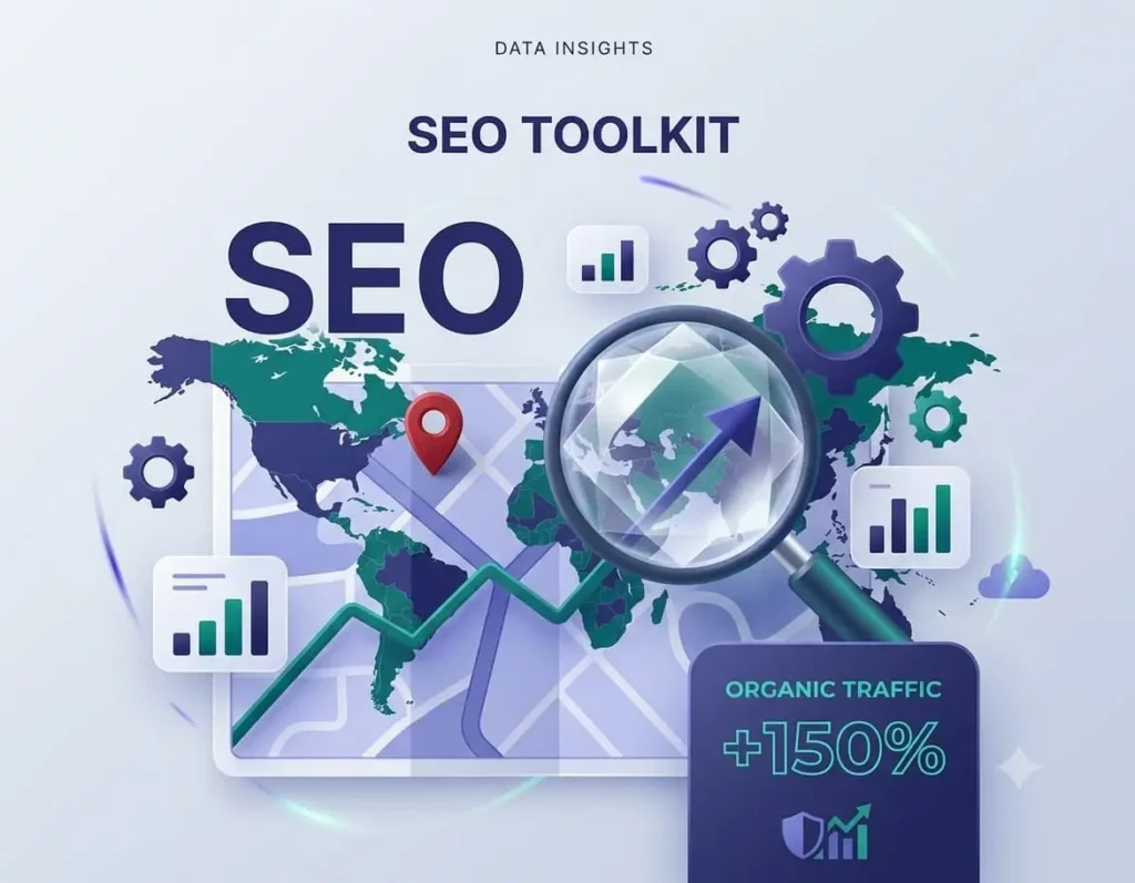 SEO success illustration showing organic traffic growth and search engine optimization